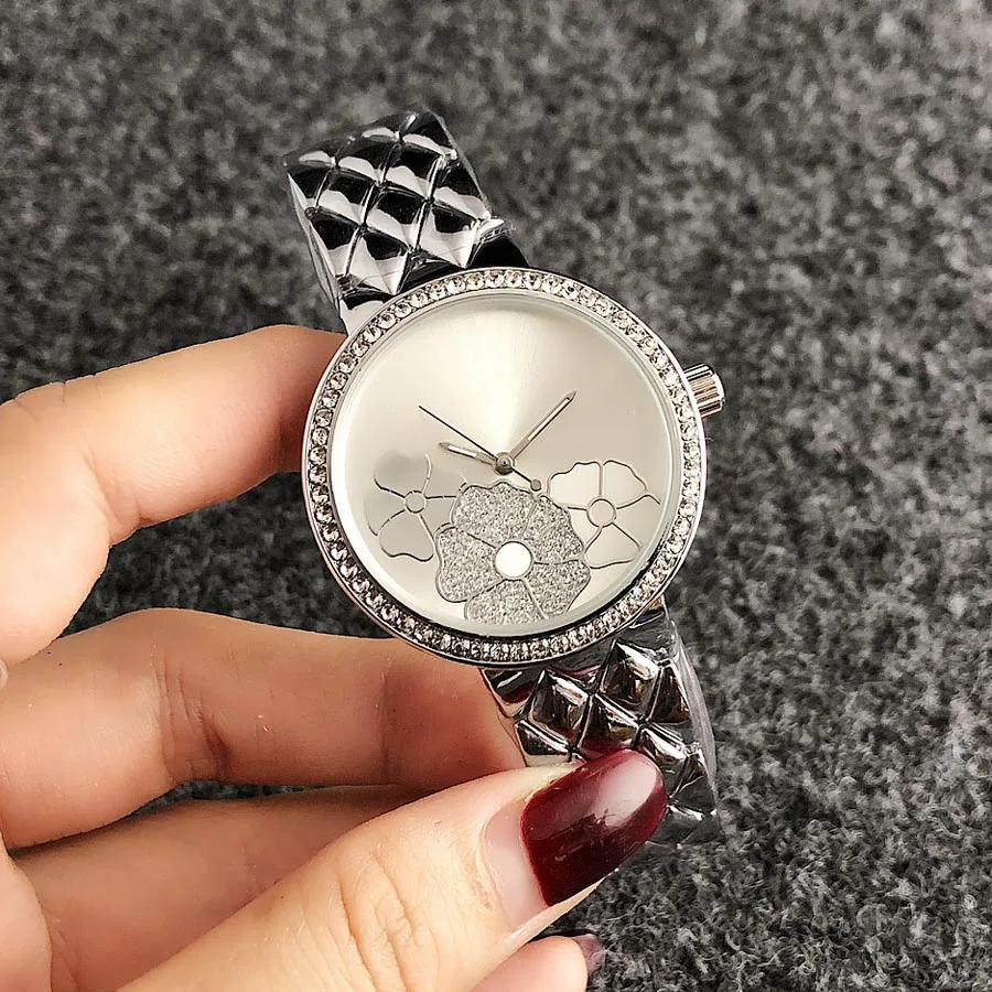 Brand Wrist Watches Women Girl Ladies Crystal Style Quartz Casual Steel Metal Band Clock m70