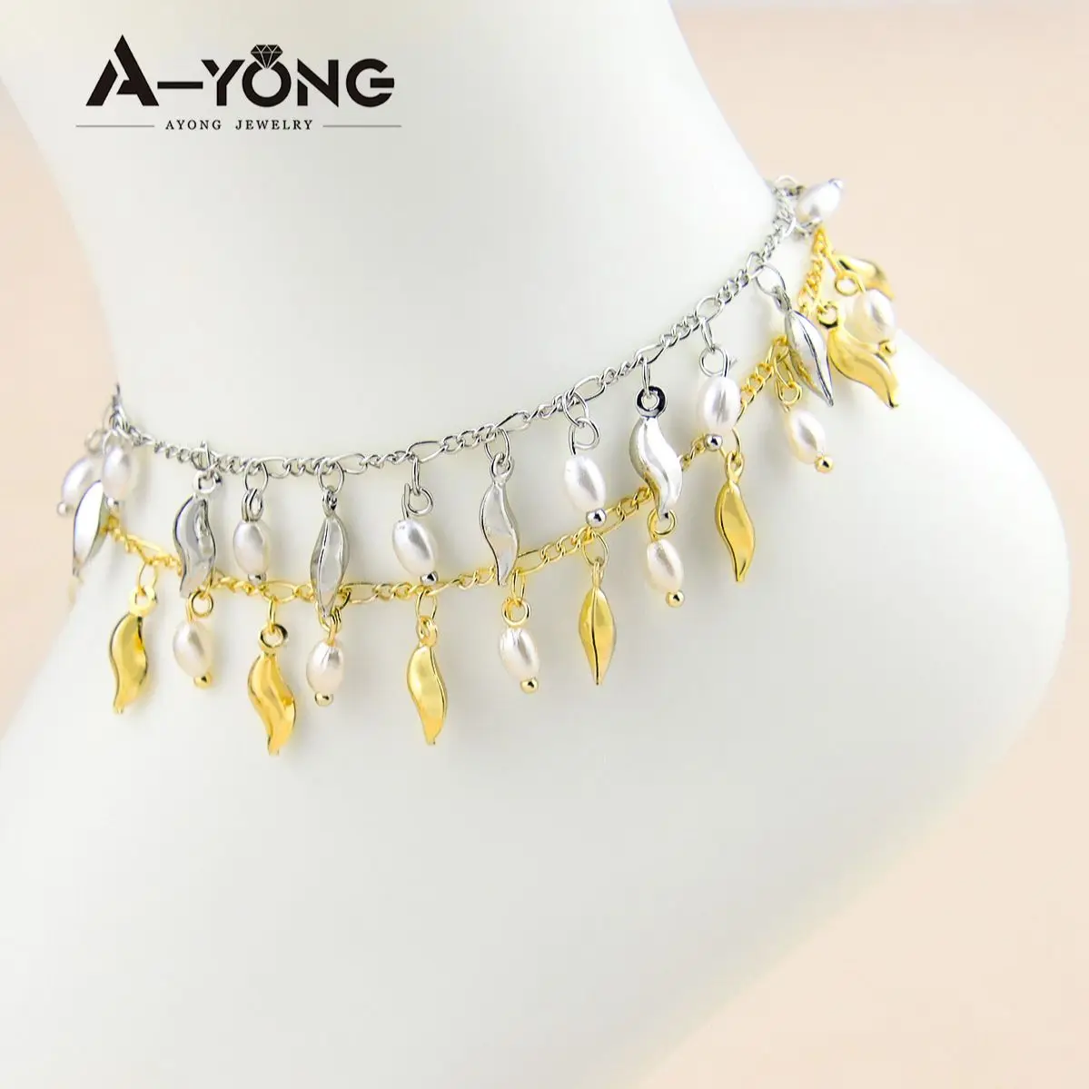 

AYONG Women Pearls Anklet Bracelet 18k Gold Plated Foots Link Chain Girls Ankle Bracelet Foot Jewelry Accessories