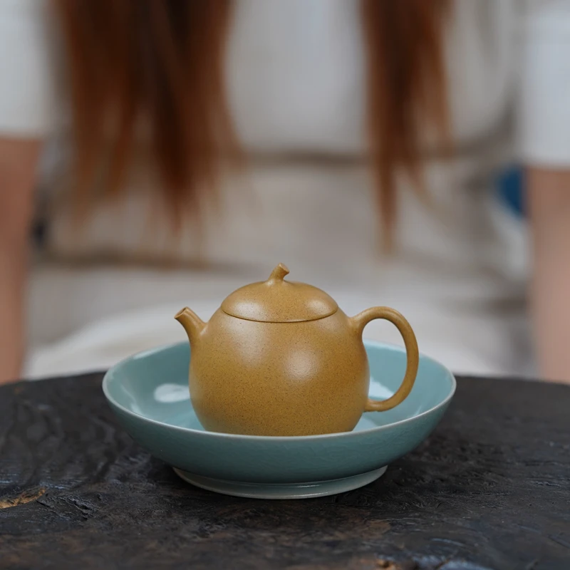 

Глиняный Чайник ручной работы Zen Yuantang Yixing, чайник кунг-фу, фарфоровый горшок для набросков в виде яиц, сырой руды, золотой сегмент, баклажаны