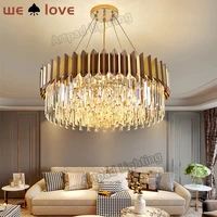 modern luxury gold crystal chandelier lighting led chandeliers light fixture for living room hotel hall art decor hanging lamp