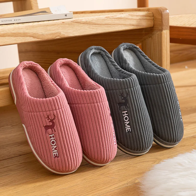 

Women Winter Warm Furry Slippers Men Couples House Non-slip Soft Shoes Comfort Flats Home Indoor Bedroom Zapatillas Casa Mujer