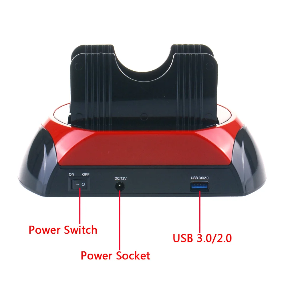 Фото Док-станция для клонирования жестких дисков USB 2.0 на IDE/SATA, универсальная док-станция для HDD с двумя отсеками, 2,5 и 3,5 дюйма, eSATA №5