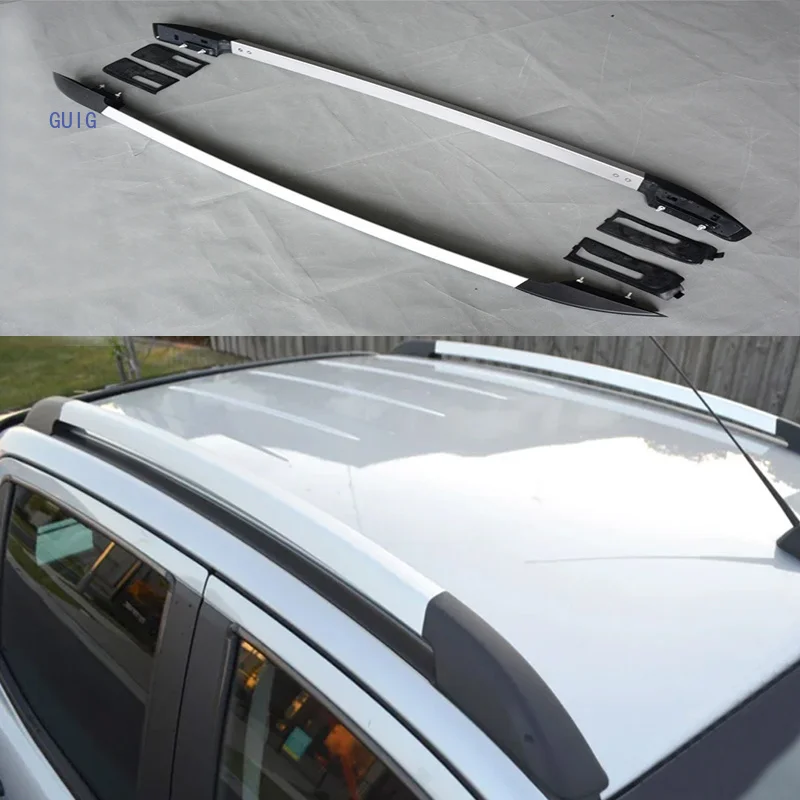 Фото Багажник на крышу (рейлинги) для Ford Ranger Wildtrak XL XLS XLT T6 T7 T8 2012-2022, алюминиевый, с поперечинами №1