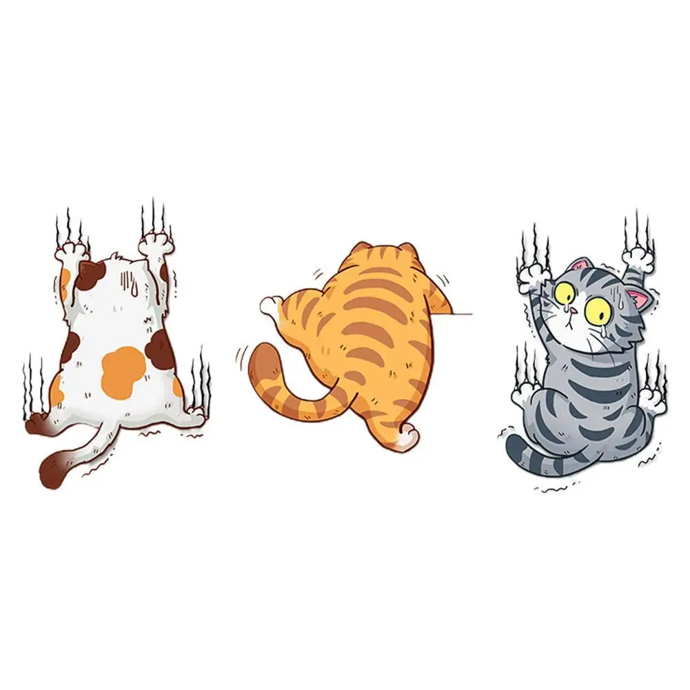 

3pcs Funny Pet Cat Car Sticker Climbing Cats Animal Styling Stickers Decoration Car Body Creative Decals Decor Accessory