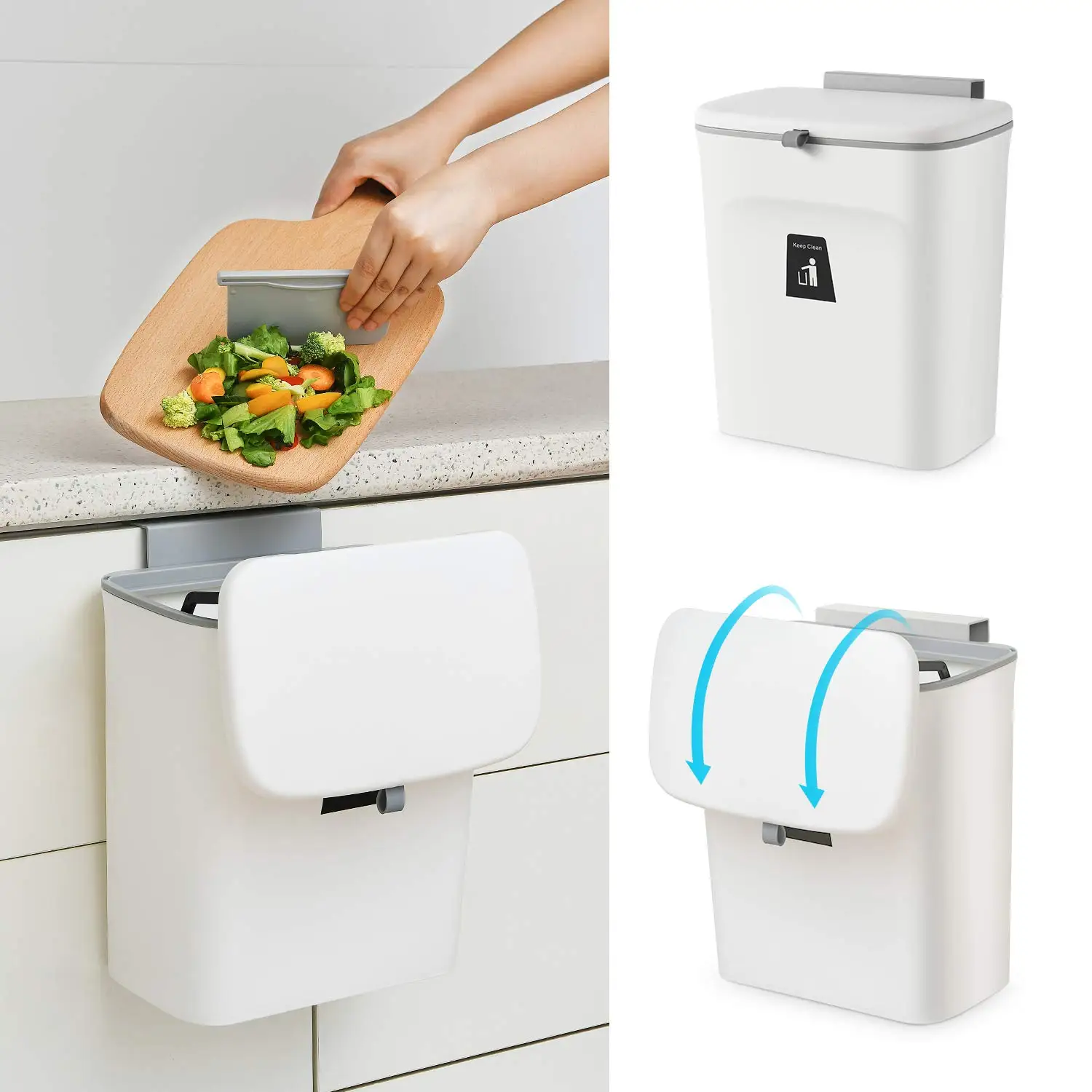 

Gal Hanging Trash Can For Kitchen Cabinet Door With Lids Small Under Sink Garbage Can For Bathrooms Wall Mounted Counter Waste