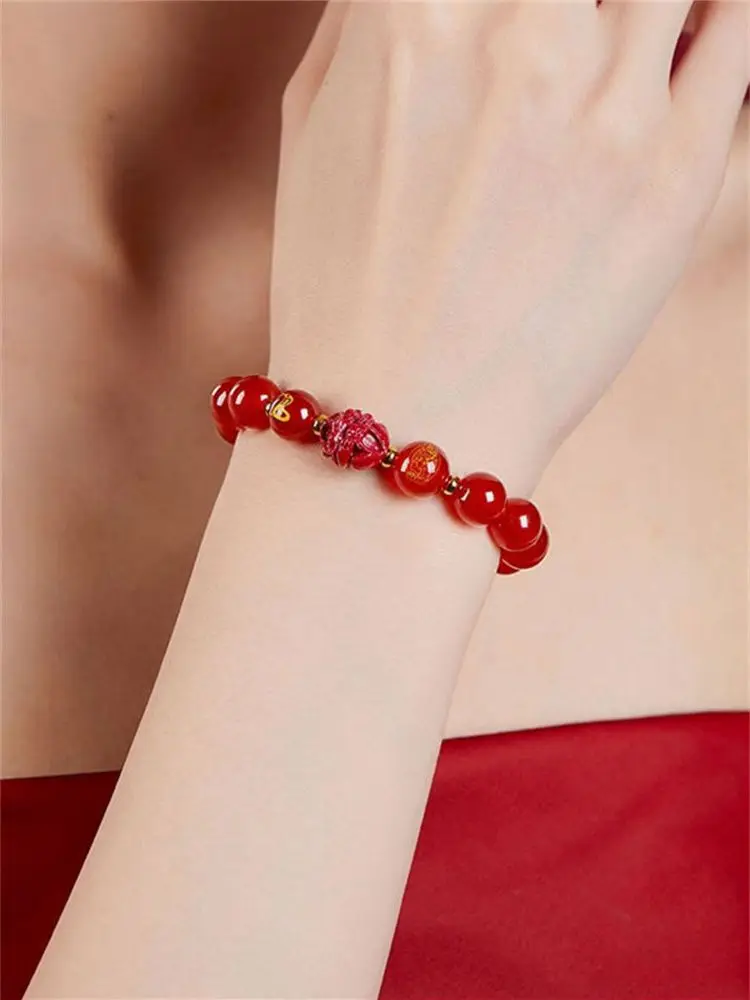 2025 год змеи в китайском стиле Hongyun браслет на рождения красный агат зодиак