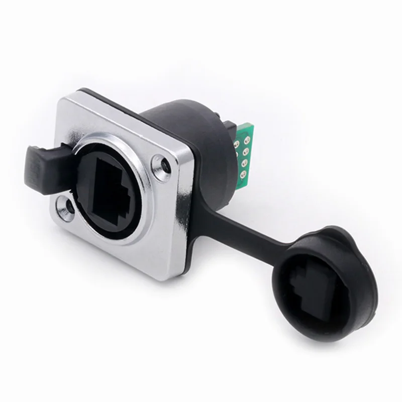 10 шт./лот прямая печатная плата RJ45 гнездовой разъем Панель Крепление IP65 Водонепроницаемый 8P8C RJ45 Ethernet разъем Шасси Разъем