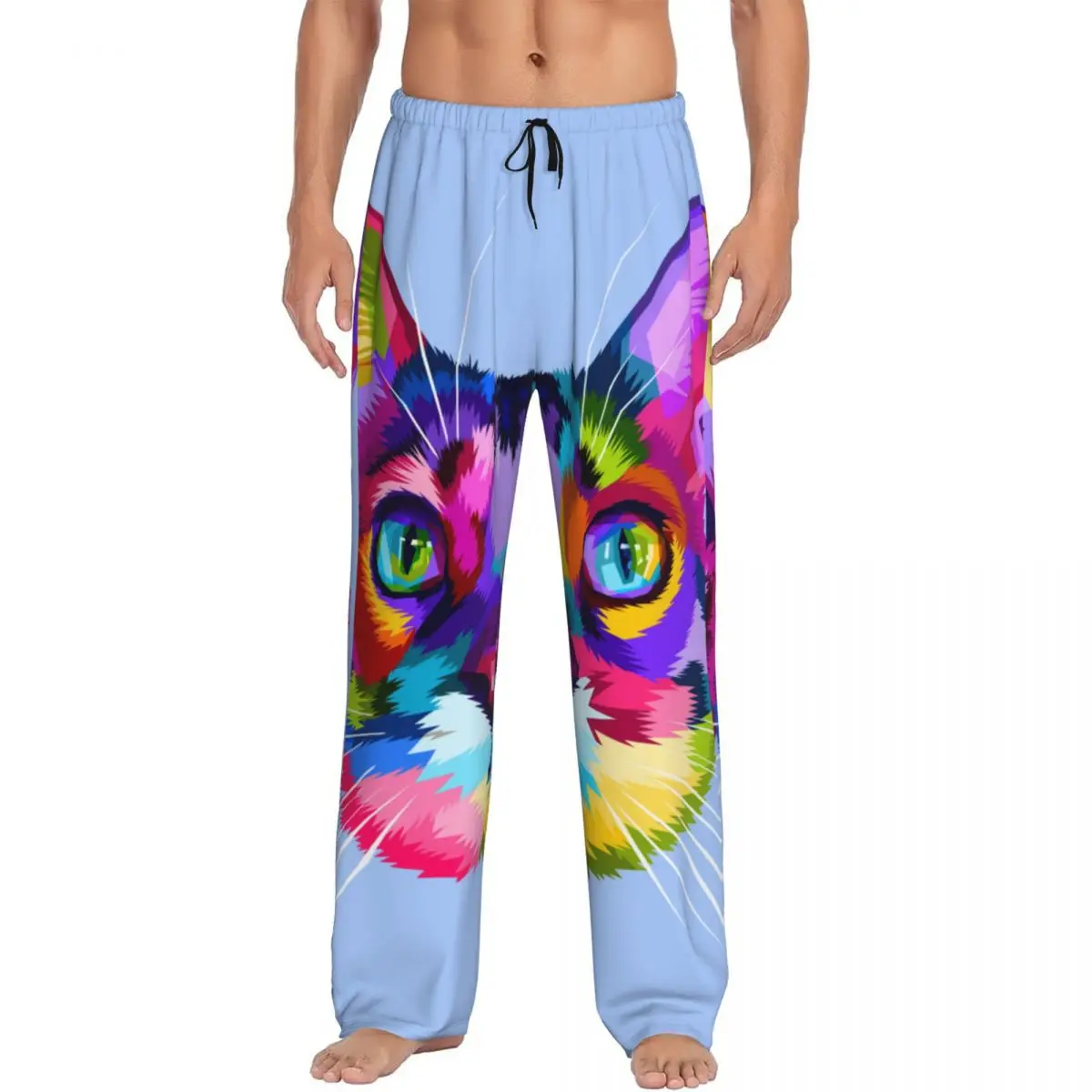 Пижамные штаны в стиле поп-арт для мужчин одежда сна эластичный пояс с карманами