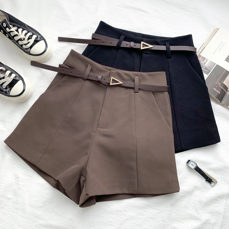 2023 Summer New Fashion All-Match High Waist Slimming Suit Shorts Casual Pants Wide Leg Pants Shorts with Belt for Women