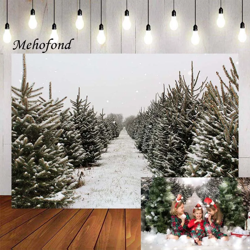 

Mehofond Photography Background Christmas Winter Snowy Xmas Trees Pine Forest Kids Family Portrait Decor Backdrop Photo Studio