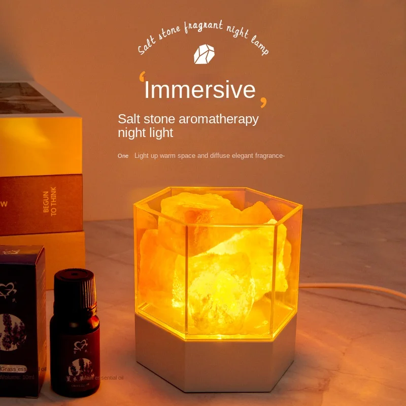 Atmosphere Night Light Himalayan USB Natural Salt Stone Anion Air Purification Helps Sleep Bedroom Office Decorative Light