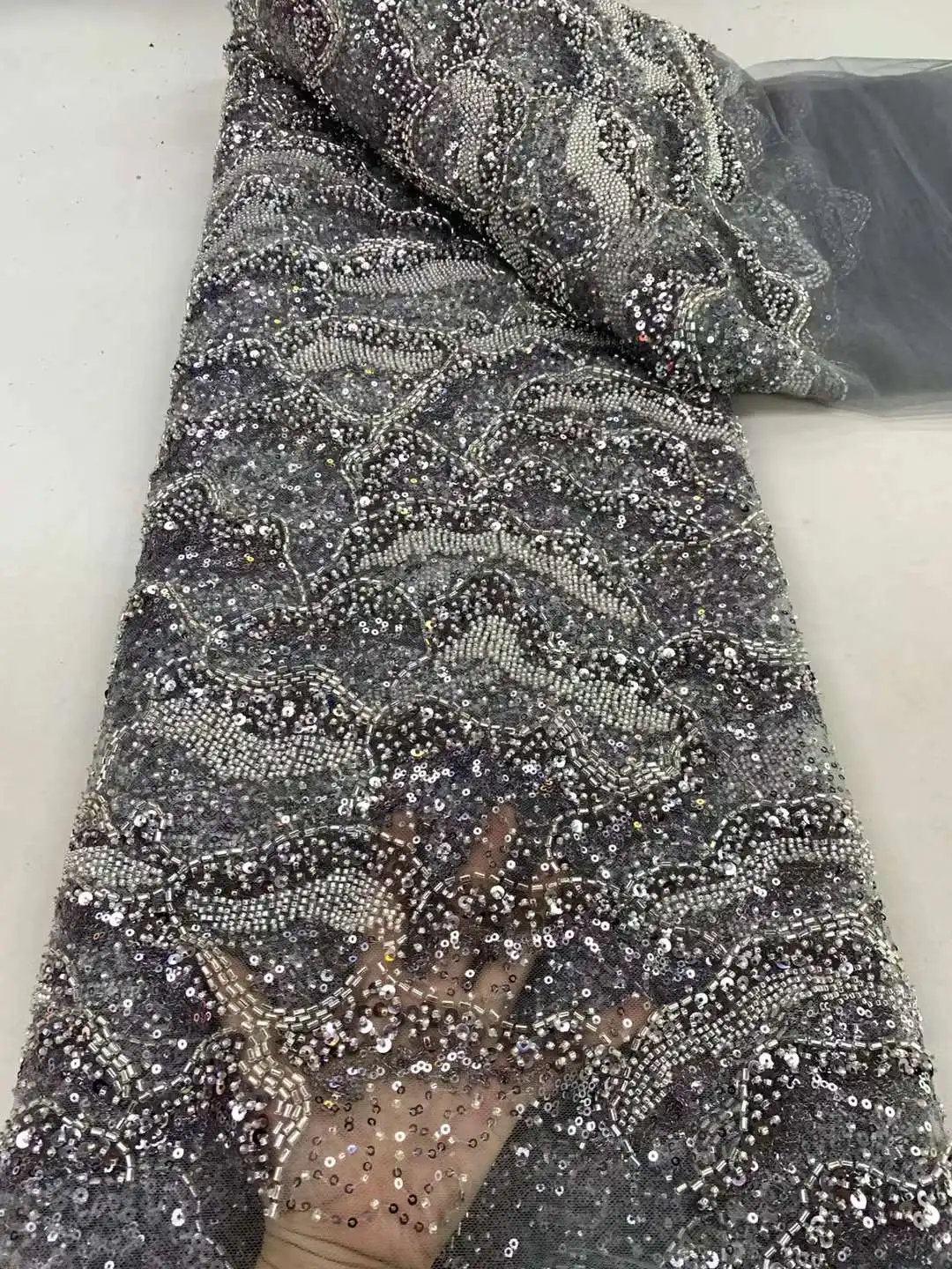 Новейшая французская 3D Тюлевая кружевная ткань 2024 Высококачественная