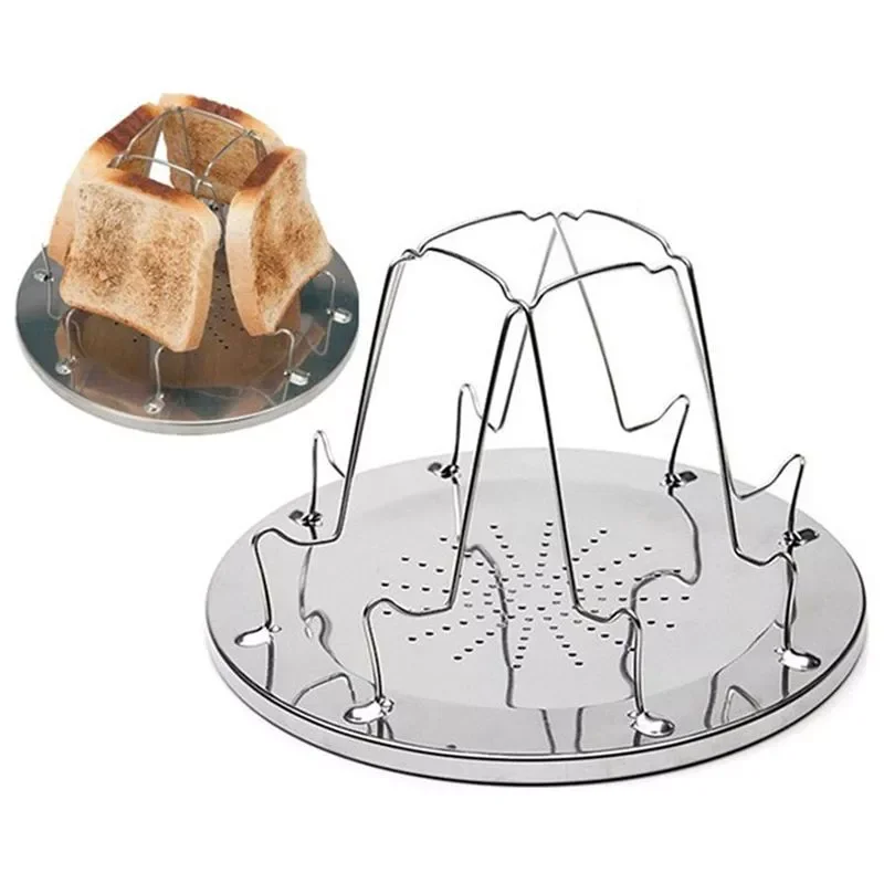 

SANQ 4 Slice Camping Bread Toast Tray Gas Stoves Cooker BBQ Camping Toaster Rack