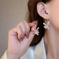 elegant luxury pearl inlaid diamond pendant earrings for women 2022new personalized exquisite korean fashion simple jewelry gift