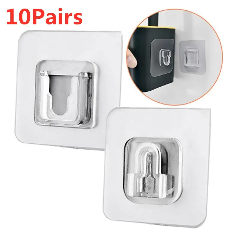 

1/5/10 Pairs Double-Sided Adhesive Wall Hooks Hanger Cable Organizer Door Wall Storage Holder For Kitchen Bathroom Cup Sucker