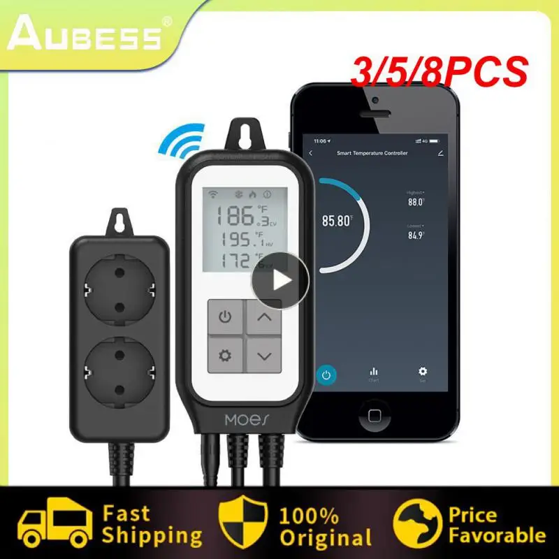 

3/5/8PCS Timer Mini Smart Life Thermometer Tuy Dual Heat Cooling Temperature Sensor Pool Brewery Greenhouse Thermostat