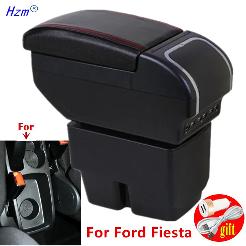 Ford Fiesta Mk7 2009-2017 Подлокотник Из Кожи/абс-пластика С Ящиком Для Хранения Специальные