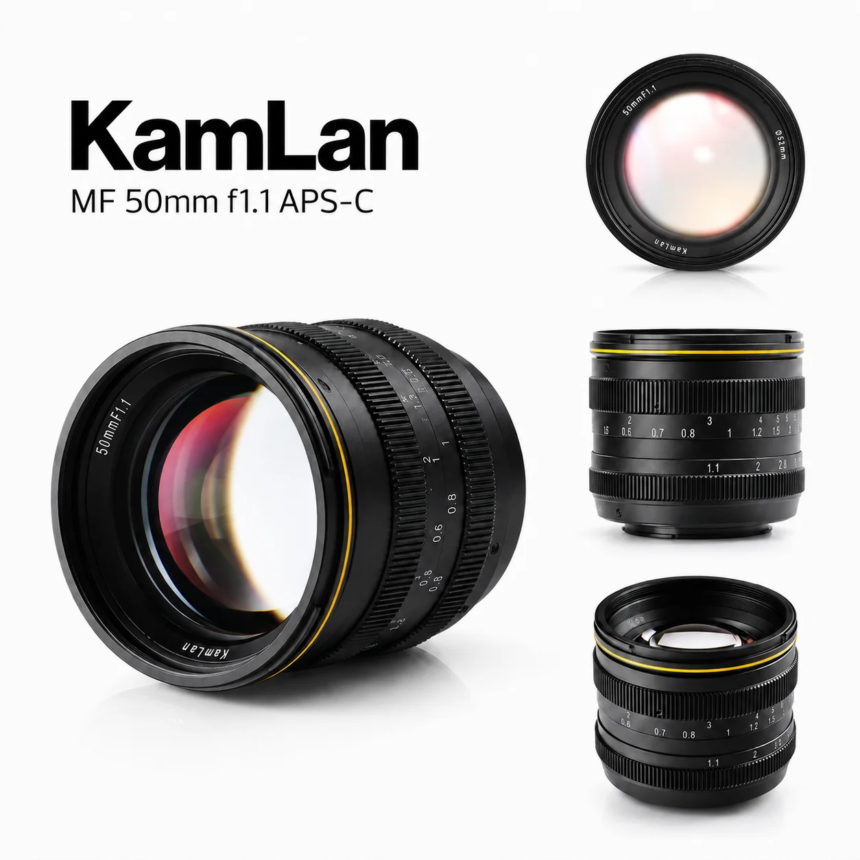 Фото Объектив Kamlan 50mm f1.1 APS-C с большой апертурой и ручной фокусировкой для беззеркальных камер Canon EOS-M, SONY E-Mount, Fuji X, M4/3 №1