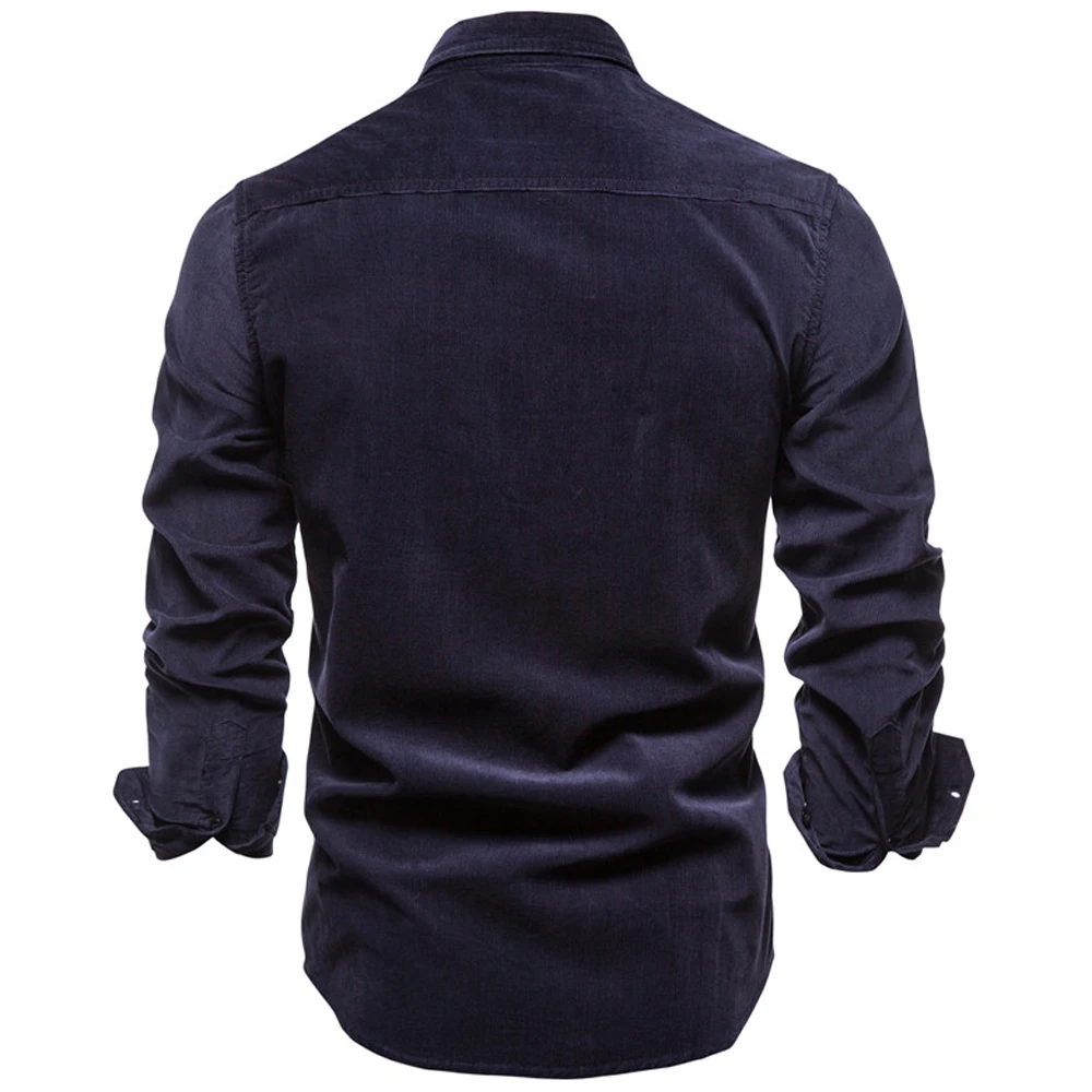 Corduroy Shirts For Man Slim Fit Streetwear Japanese and Korean Style Casual Fashion Mens Shirt Long Sleeve Business Top Shirts