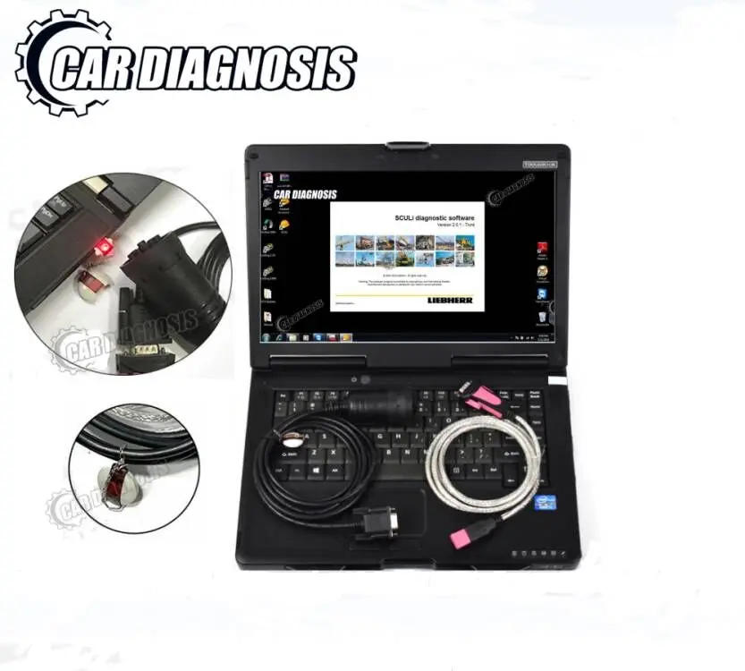 Диагностический комплект для экскаватора, экскаватора, грузового крана, диагностическое программное обеспечение, диагностический кабель с ноутбуком CF52, полный комплект