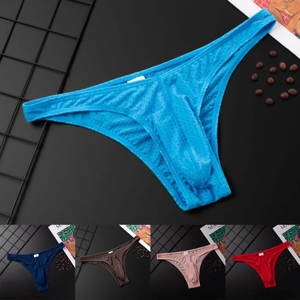 

Hot Men Mesh Briefs Low Rise Underwear Comfy Breathable Elephant Nose Thong High Quality Ultra-Soft Low-rise Bikini G-String