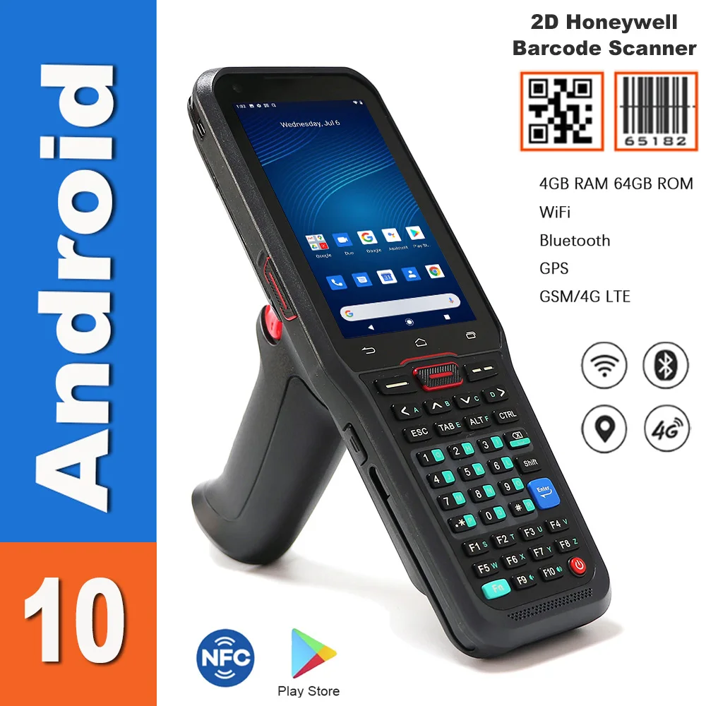 Фото Прочный Android-терминал PDA с GSM, 4G, WiFi, NFC и сканером штрих-кодов для инвентаризации, логистики, складского учета и сбора данных N41 №3