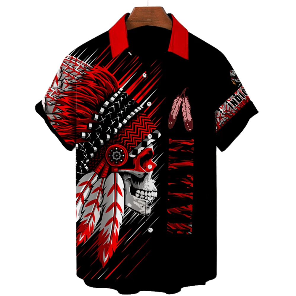 2022 New Summer Men's Hunting 3d Hawaiian Shirts European Plus Size Summer Breathable Loose Short Sleeve Shirts