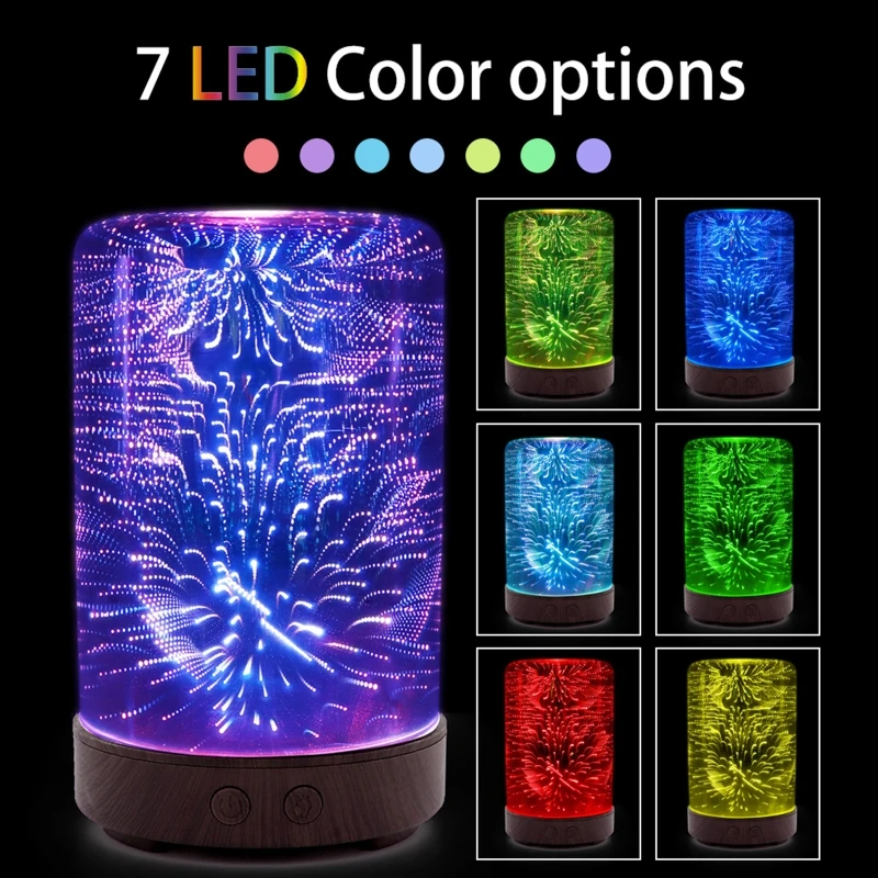 

2023 New Air Humidifier Bedroom Ultrasonic Cool Maker Fogger Essential Oil Diffuser Desktop 7 Color LED Light Humidifier