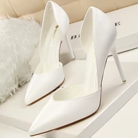 shoes white women pumps pu leather high heels stiletto wedding shoes pointed toe classic pumps ladies women basic pump