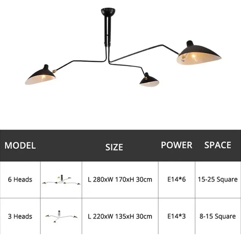 Потолочная люстра с несколькими стержнями и пауком черные промышленные