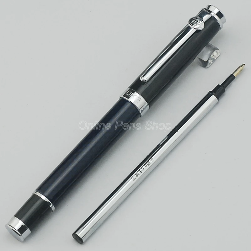 Duke Metal Dark Blue & Silver Carbon Fiber Roller Ball Pen Professional Writing Pen DRP021