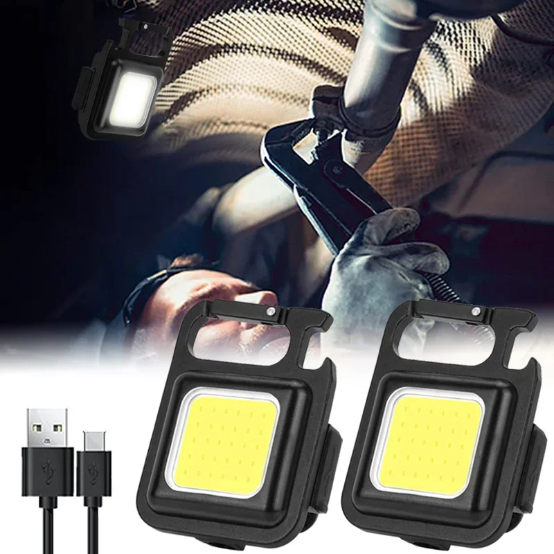 

Mini Flashlight Rechargeable Glare COB Keychain Light USB Charging Emergency Lamps LED Work Light Portable Outdoor Camping Light