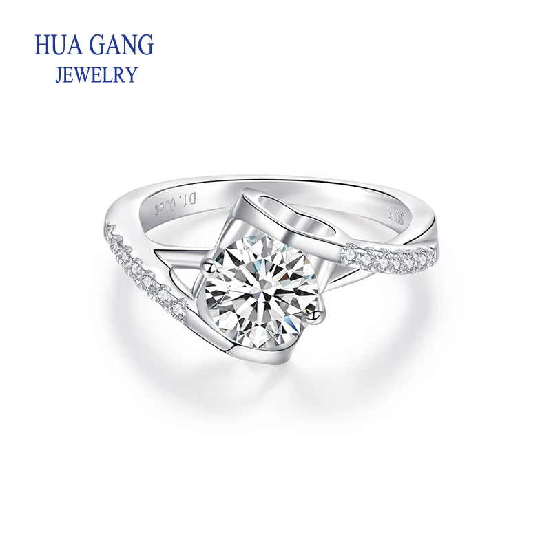 

Sterling Silver Wedding Rings for Women 0.5/1ct Moissanite Diamond Engagement Ring Anniversary Promise Rings for Her I Love You