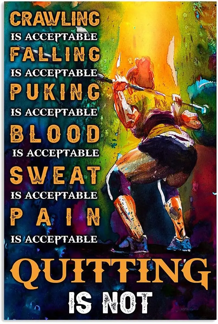 JUFOTK Womn Weghtlftng Metl Sgn Vntge Gym Decor Crwlng s Cceptble Quttng Not Tn Плакат Домашний клуб Офис Wll Decorton Plque