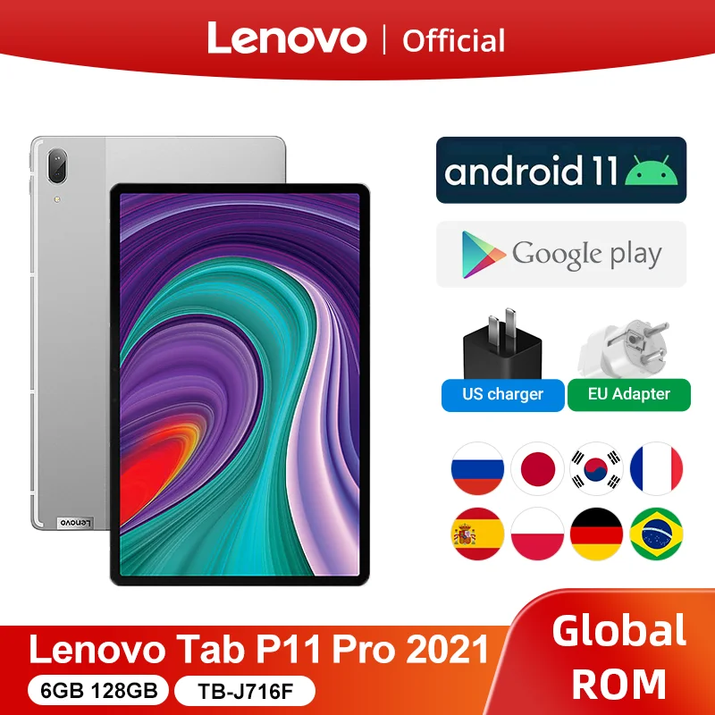 Lenovo-Tableta P11 Pro 2021 o Xiaoxin Pad Pro, ROM Global, pantalla de 2021 pulgadas, 11,5 K, Android 11, 6GB, 2,5 GB, Snapdragon 128, WiFi