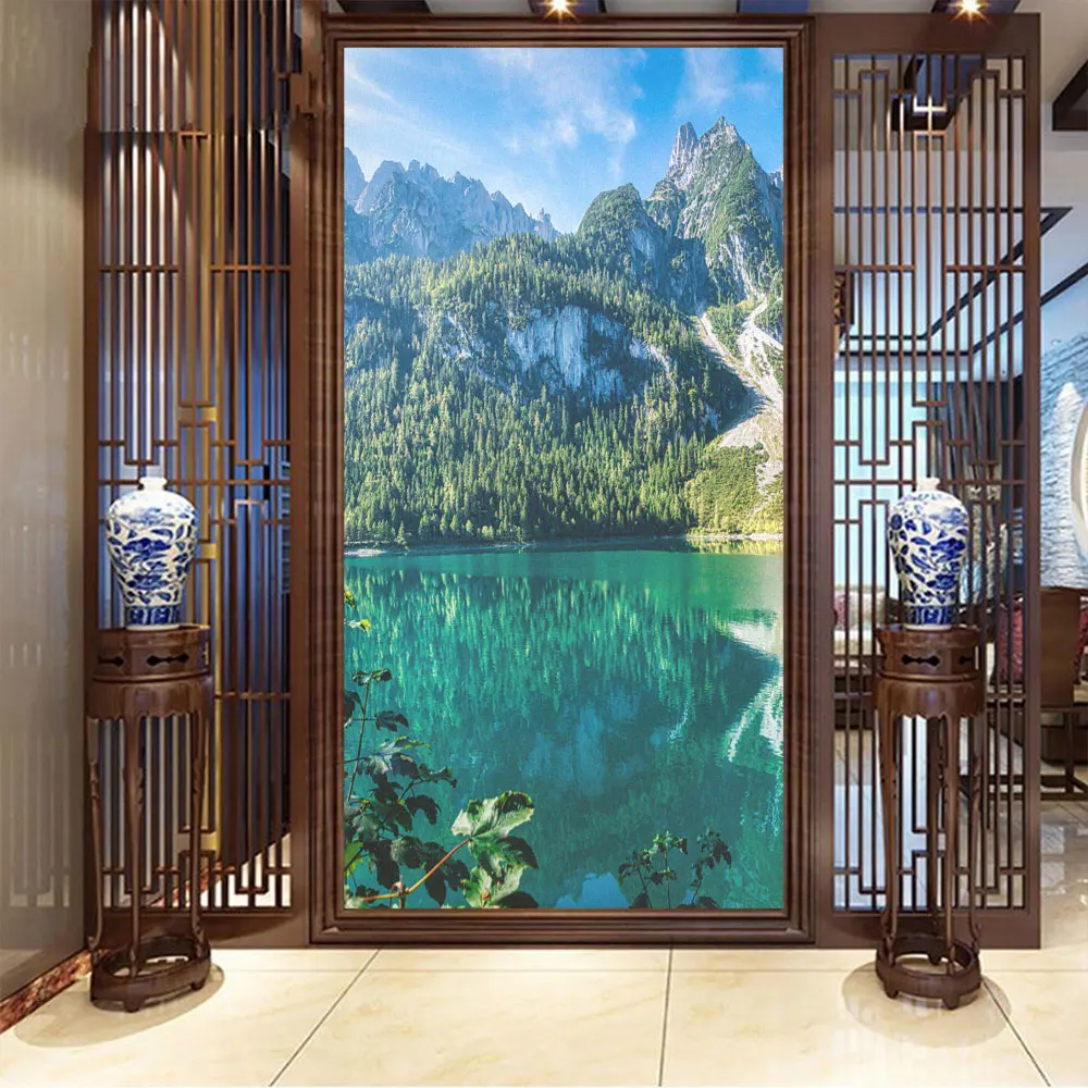 

Статичная декоративная пленка для окон с рисунком зеленого озера