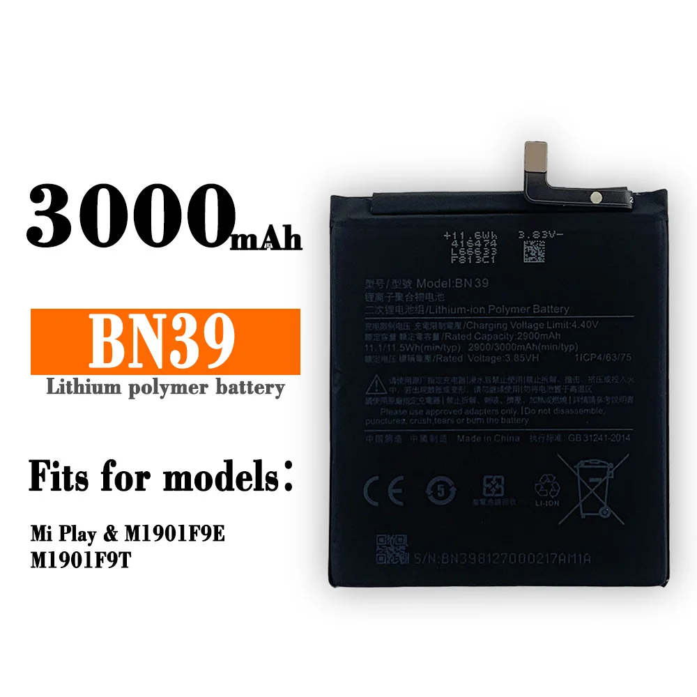 

100% New Replacement Battery For Xiaomi Play M1901F9E Xiaomi Play M1901F9T BN39 Mobile Phone Built-in Electric Board Battery