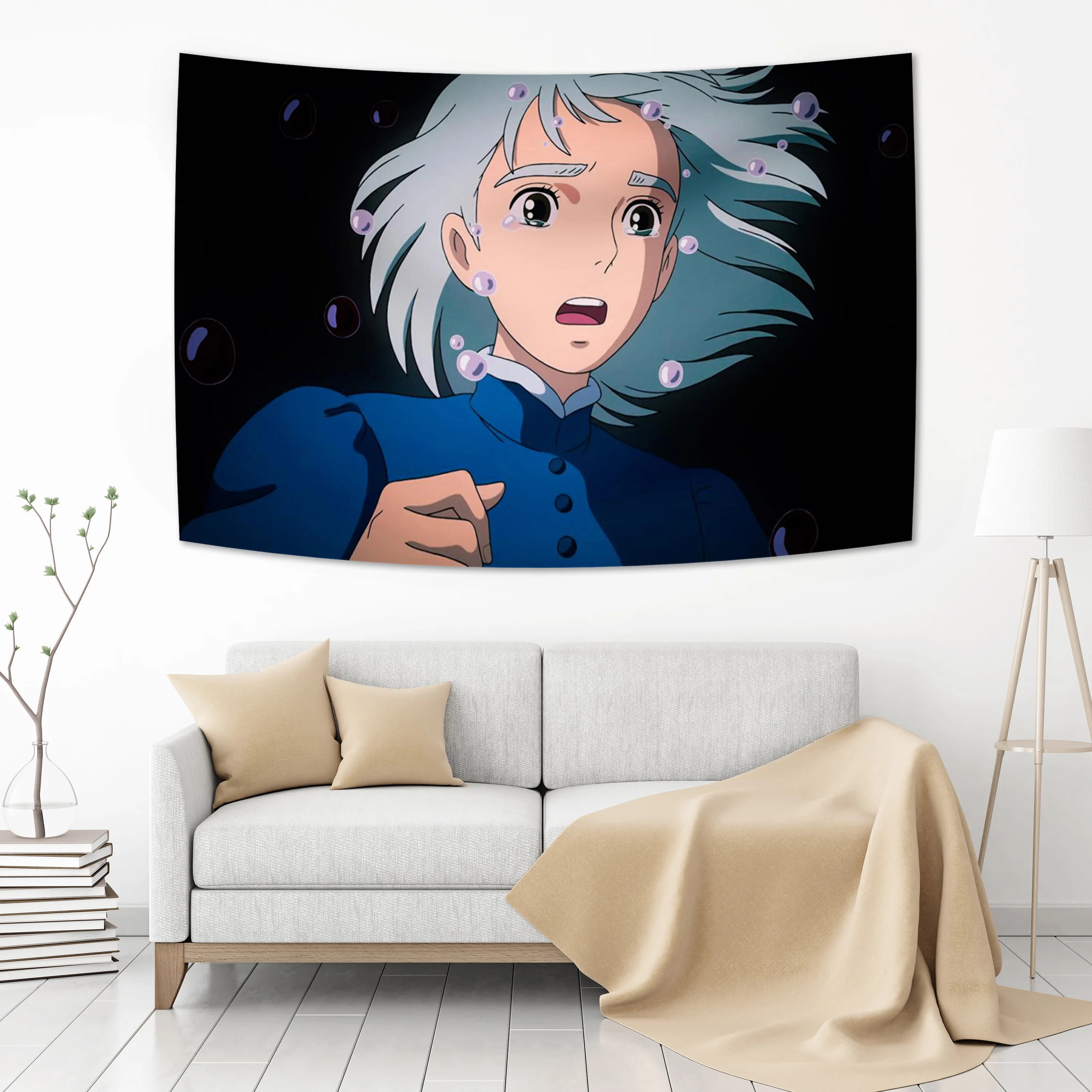 

Howlen's Moving Castle Anime Cartoon Tapestry, Home Decor, Hippie, Bohemian, Sibyl, Kawaii Room Decor