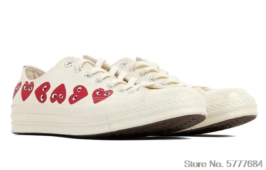Original men and women Converse White CDG Low classic Couple Skateboarding sneakers light leisure flat canvas Shoes  1970s 