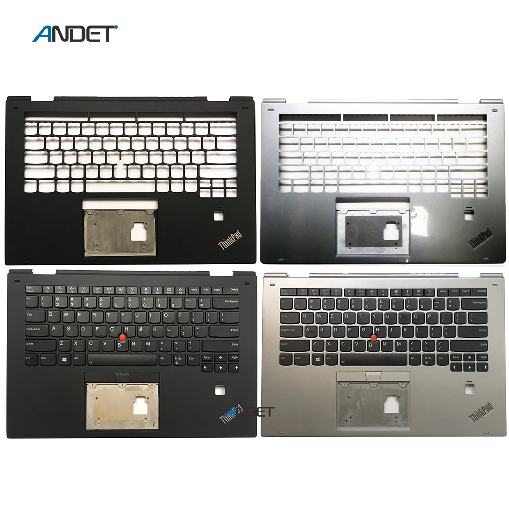 For Lenovo ThinkPad X1 Yoga 2nd Gen Laptop Palmrest Upper Case KBD Bezel C Cover US Backlit Keyboard Silver Black Original