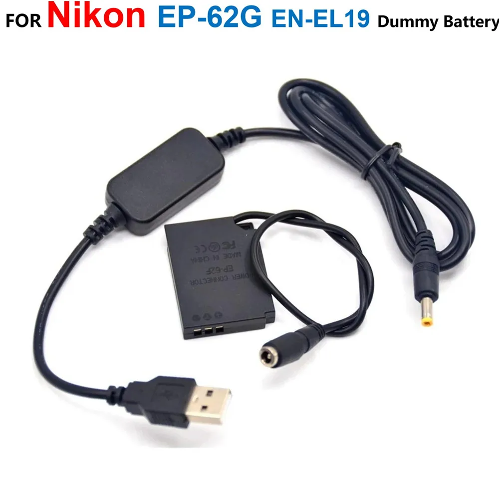 

EP-62G ENEL19 EN-EL19 Dummy Battery Power Bank+5V USB Cable EH-62G Adapter For Nikon S3300 S4100 S4150 S4300 S4400 S5200 S5300