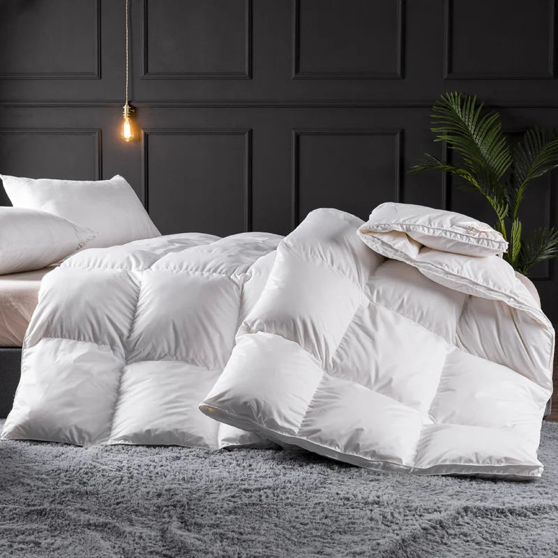 

Роскошное постельное белье, пододеяльник, белый гусиный пух, всесезонное теплое стеганое одеяло, двуспальное одеяло