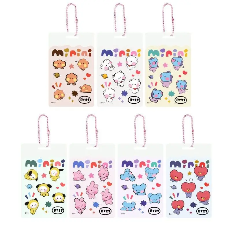 

Kpop Boys Kawaii Bt21 Bangtan Boys Girls прозрачный держатель для карты Anime Peripherals Animal Girl Heart брелок для рюкзака подвеска