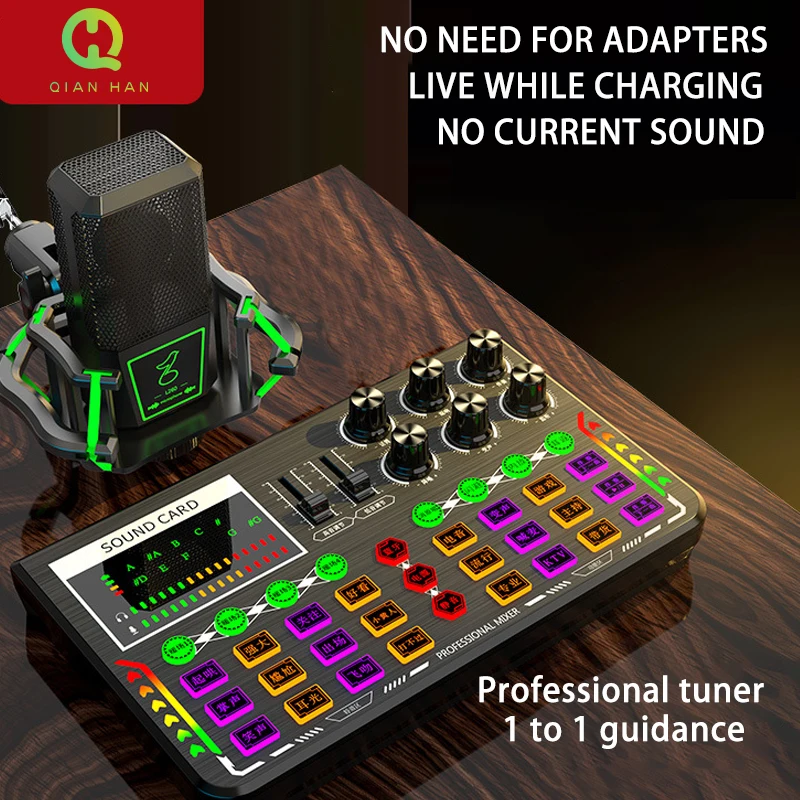 

Mobile Phone Computer Vibrato Fast Hand Anchor Singing Live Sound Card Set Mixer Equipment for Super SOCO
