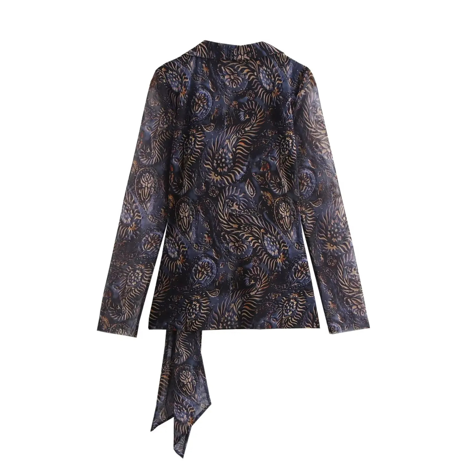 TRAFZA женская зимняя новая модная винтажная тюлевая рубашка с длинными рукавами и