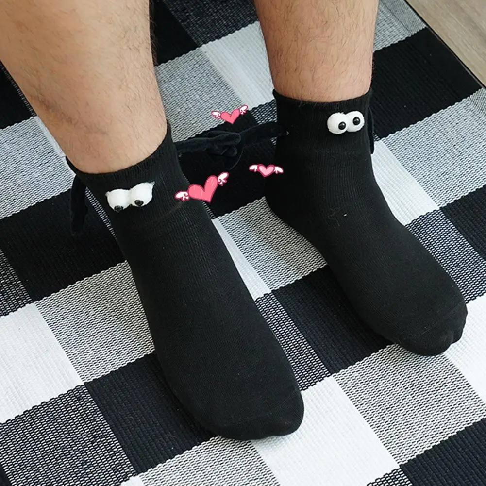 Magnetic Couple Socks 3D Doll Couple Socks Women Spring Summer Cartoon Big Eyes Short Tube Socks Novelty Funny Magnetic Socks
