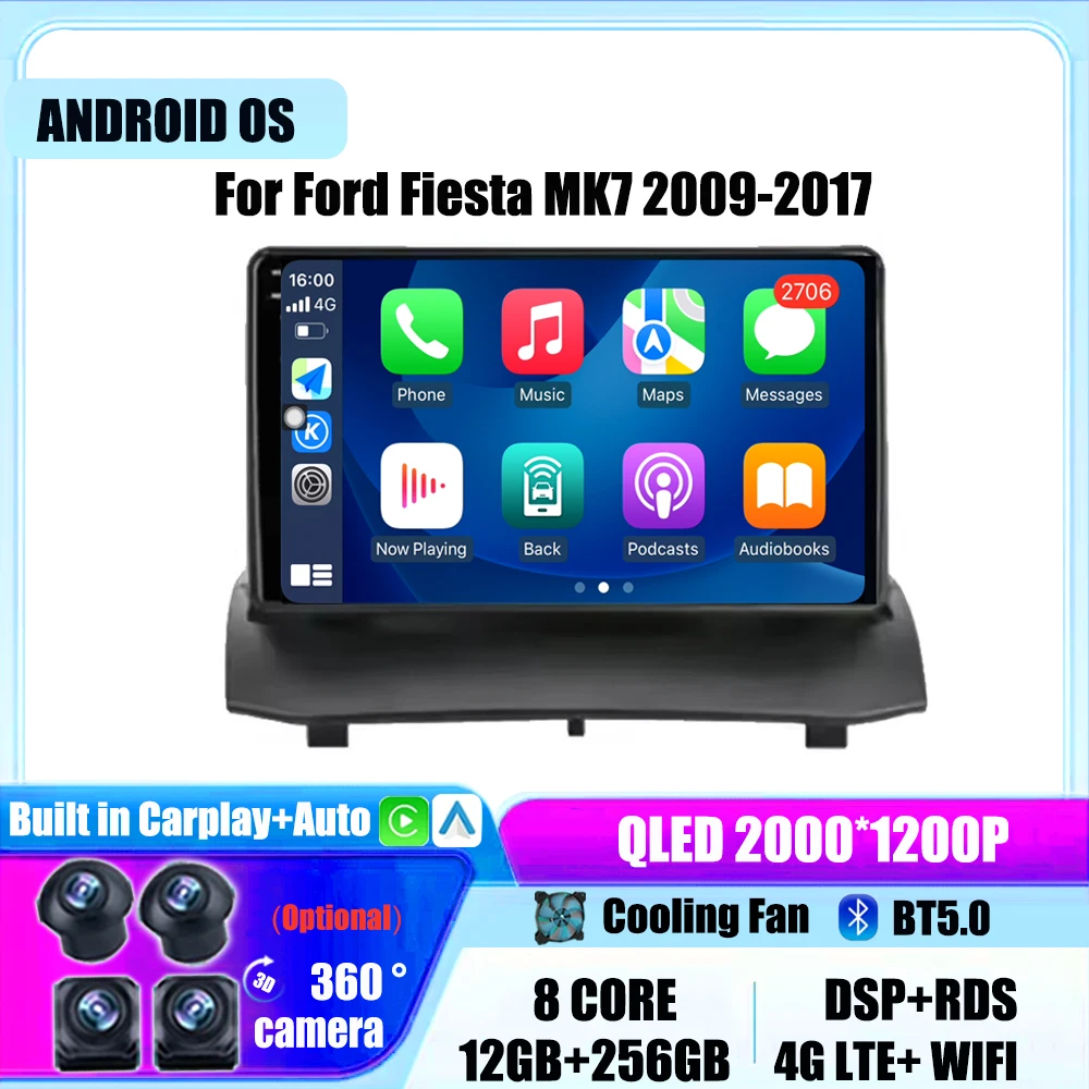 Для Ford Fiesta MK7 2009-2017 9-дюймовый Android OS Мультимедийный видеоплеер Автомобильный