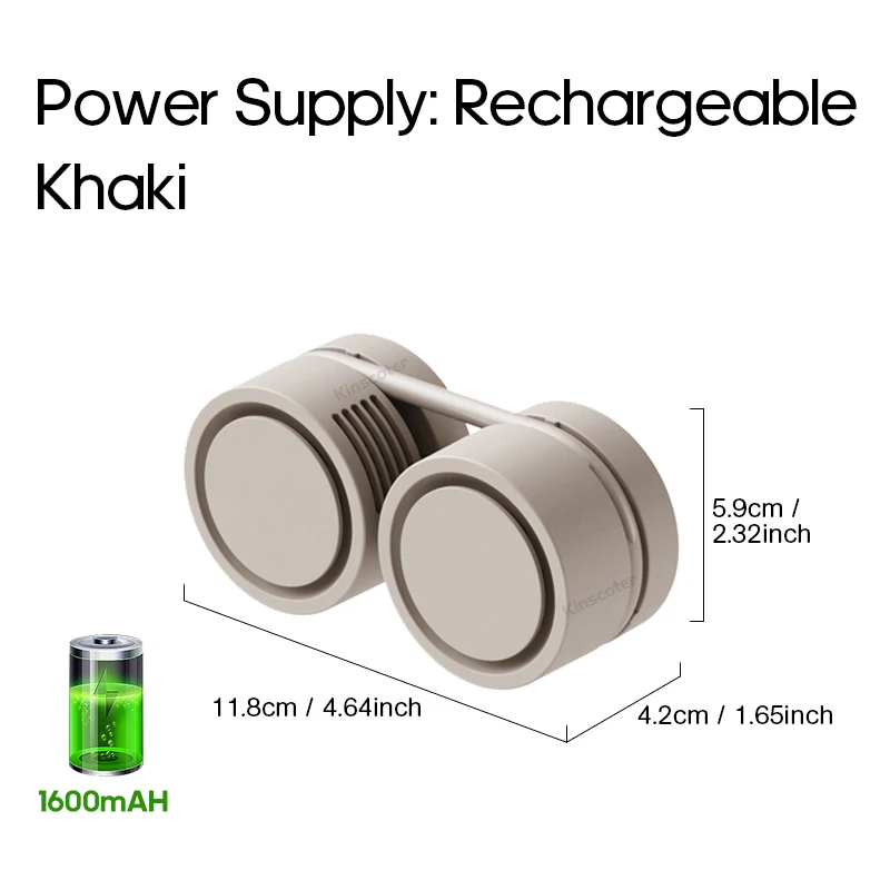 

Kinscoter Портативный шейный вентилятор 1600mAh