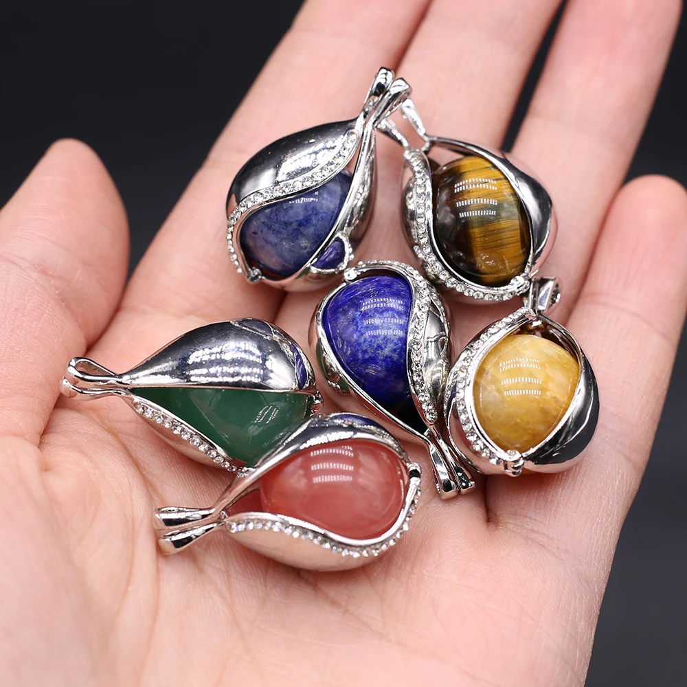 

Charms Natural Agates Stone Pendant Oval Shape Natural Epidote Amethys Pendant for Making DIY Jewerly Necklace Accessories