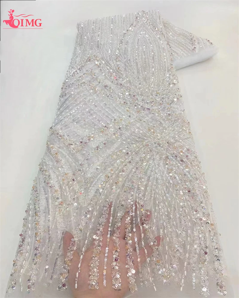 Роскошная Тяжелая кружевная ткань OIMG ручной работы из бисера французская